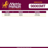 Metrix Premium 4 PC Inner Tie Rod End and Outer Tie Rod End Kit  98065MT fitment